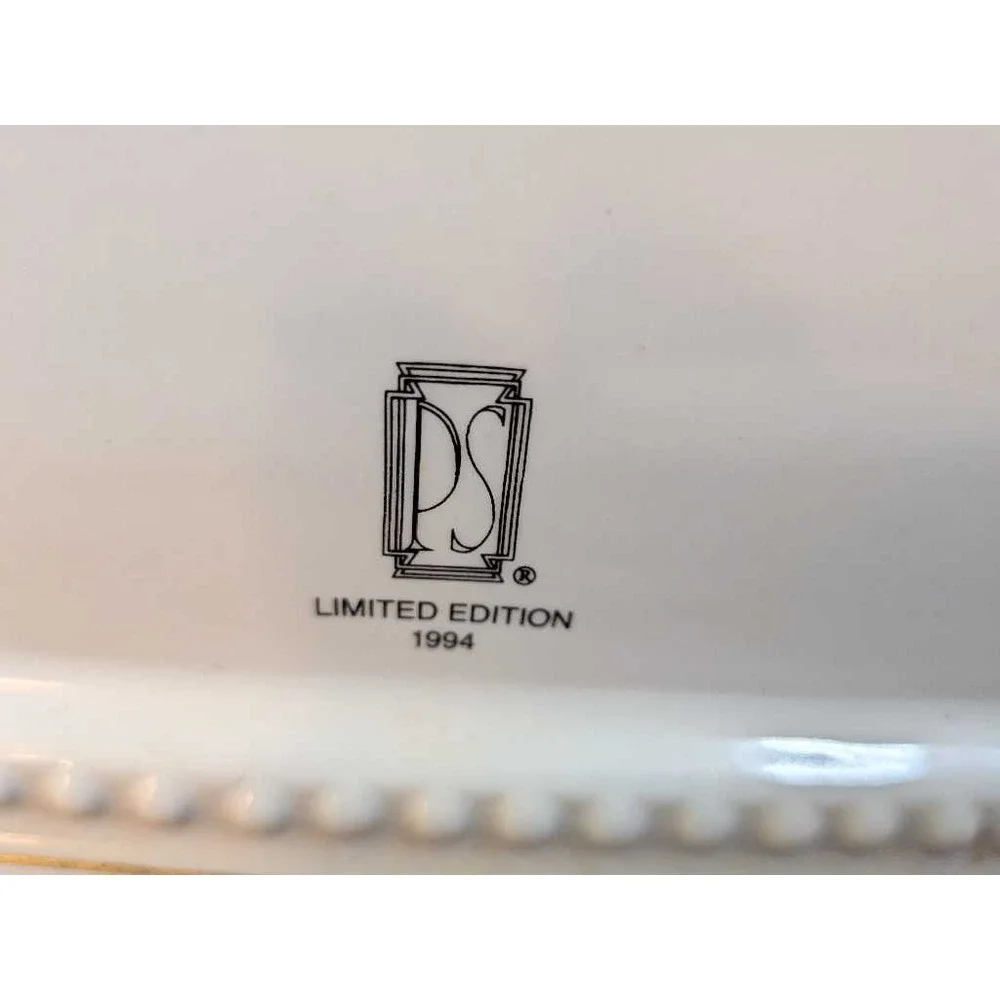 PS Limited Edition 1994 Floral Ceramic Mantle Clock Decorative White